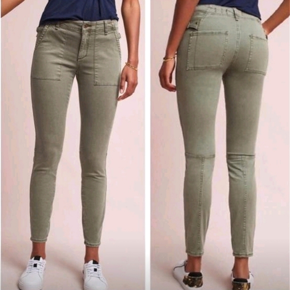 green utility jeans
